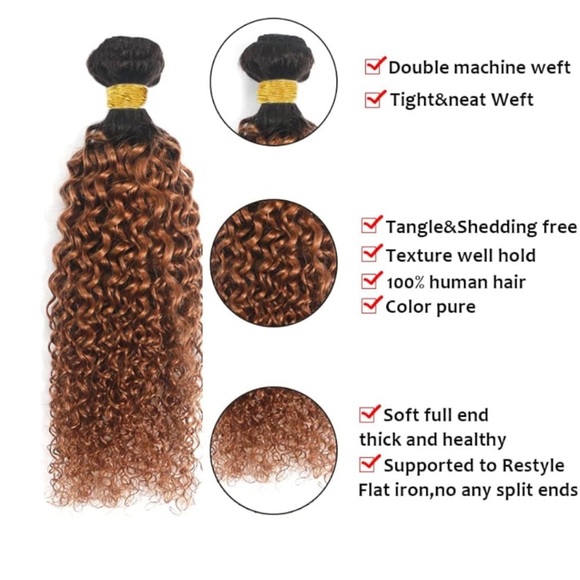 Ombre Brown Bundles 1B30 Curly Wave Bundles Ombre Two Tone 26 Inch Track Hair - Picture 3 of 10